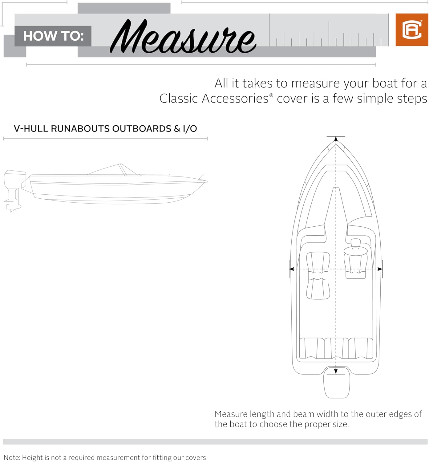 Classic Accessories StormPro Heavy-Duty Boat Cover, Fits Boats 22 ft - 24 ft Long x 116 in Wide