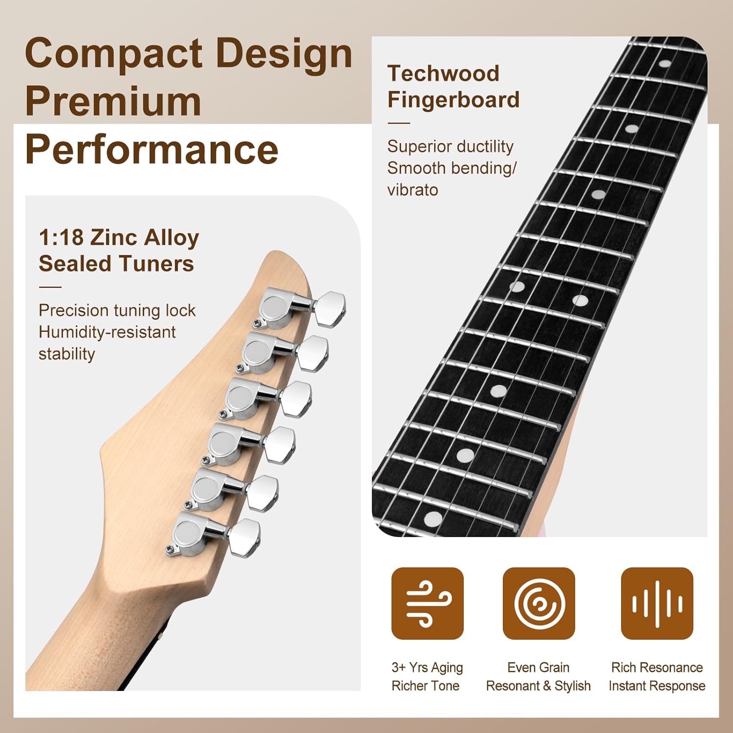 Mosen 39 Inch Electric Guitar with HSS Pickups & Single-Coil Tremolo System - with 5W Amp, Techwood Fingerboard, C-Shaped Satin Neck, All Accessories Included Gig Bag, Tuner, String, Capo, Strap