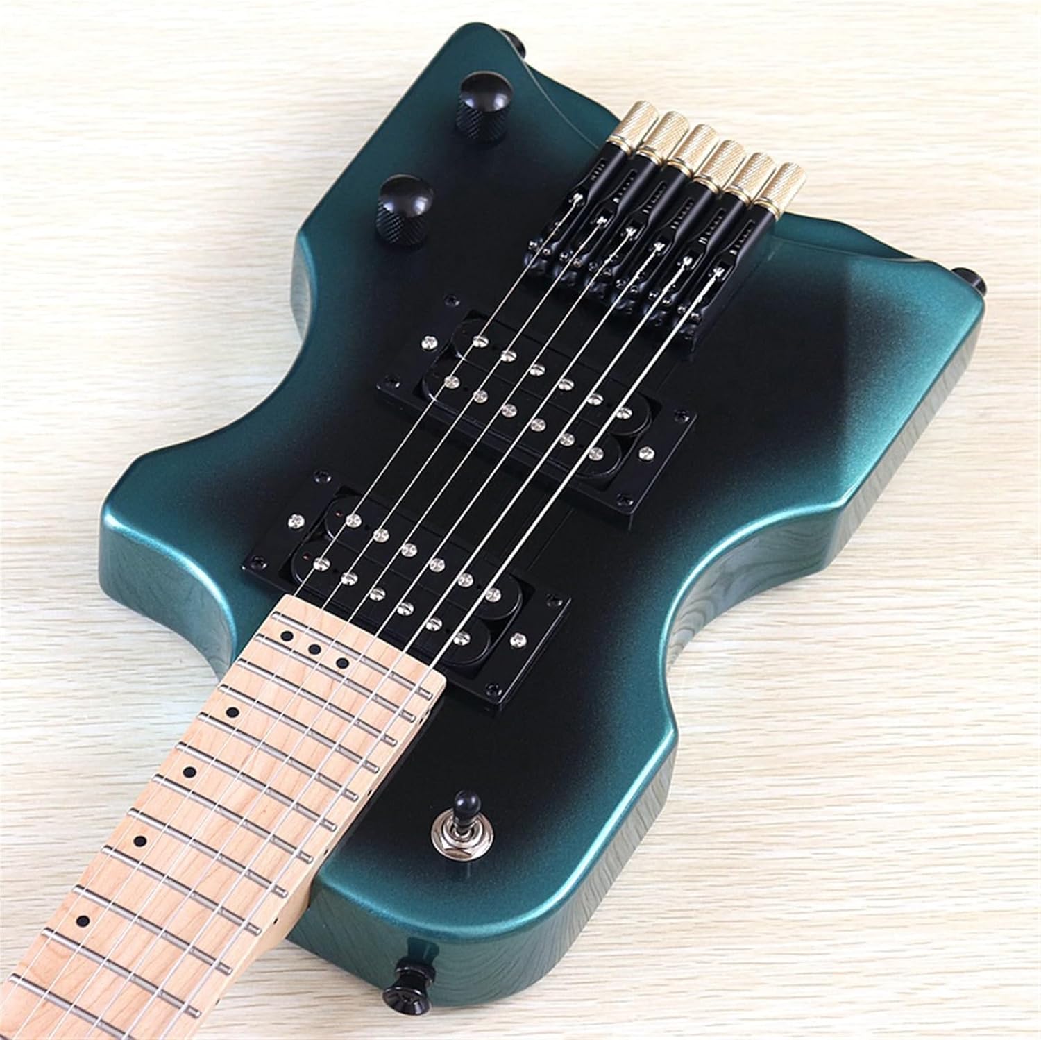 Mini Portable Guitar 6 String Travel Headless Electric Guitar 30 Inch High Gloss Finish Solid Basswood Body Professional Headless Guitar (Color : 01)