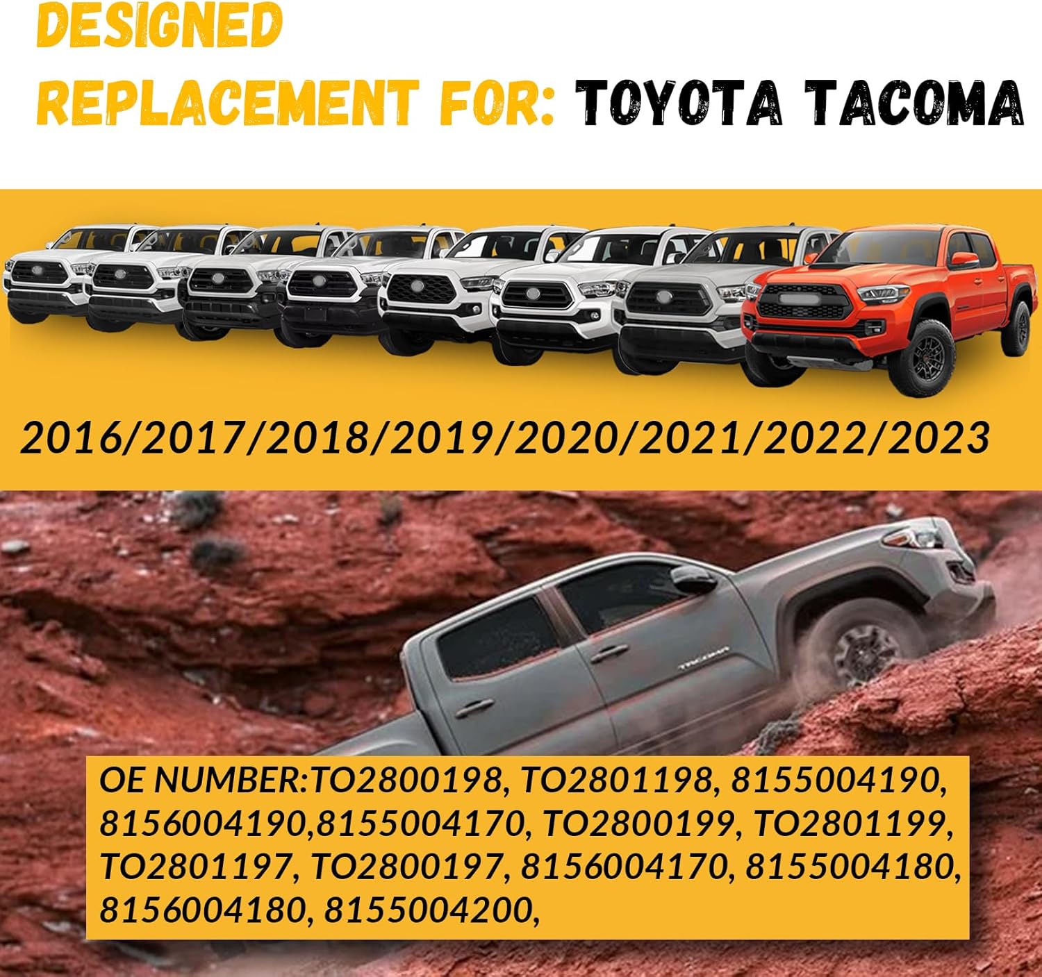 LED Tail Lights Assembly for 16-23 Toyota Tacoma, Black Housing Smoked Lens, 2016 2017 2018 2019 2020 2021 2022 2023 Toyota Tacoma Accessories(1 Pair)