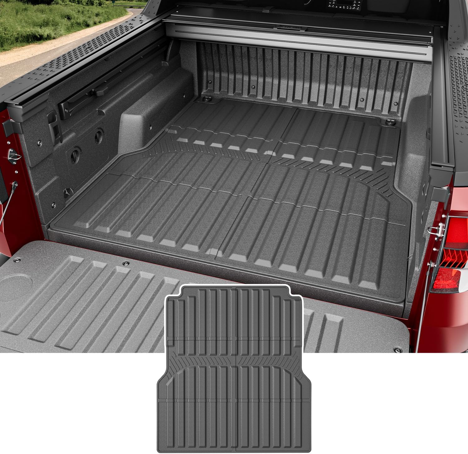 powoq 4.3FT Truck Bed Mat Compatible with 2022-2025 Santa Cruz Truck Bed Liner TPE Bed Mat Truck Liner Replacement for 2022 2023 2024 2025 Santa Cruz Accessories (4.3FT Bed Mat)
