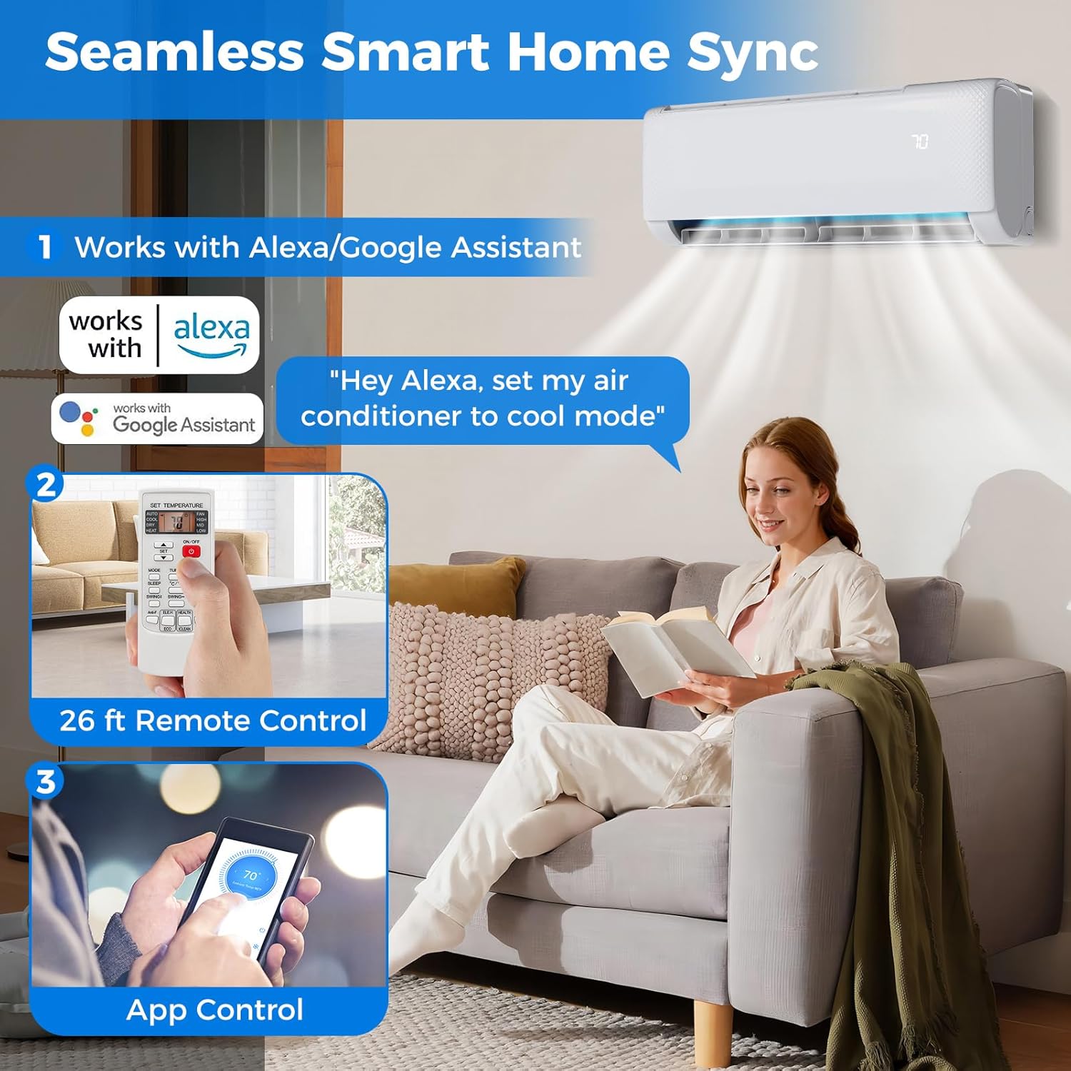 DORTALA 9000 BTU Mini Split Air Conditioner & Heater, 20.5 SEER2 115V Pre-Charged Inverter Heat Pump System with Remote Control, Installation Kit, Wall Mounted Ductless AC Unit, White