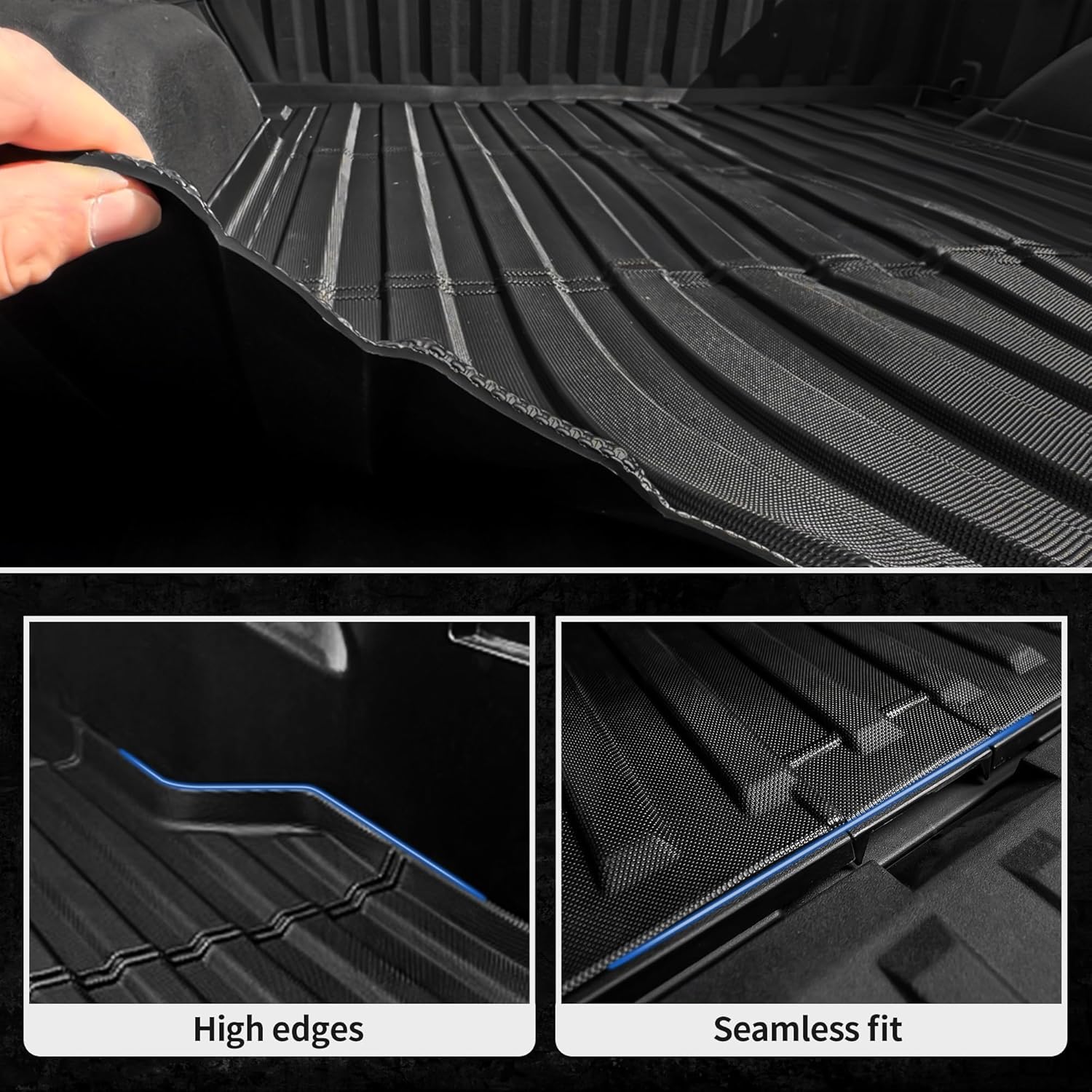 OEDRO Truck Bed Mat Fit for 2015-2025 Ford F150 & Lightning 5.5 FT Vehicle Bed Liner, TPE All Weather Protection F-150 Heavy Duty Pickup Bed Liner Accessories, Black