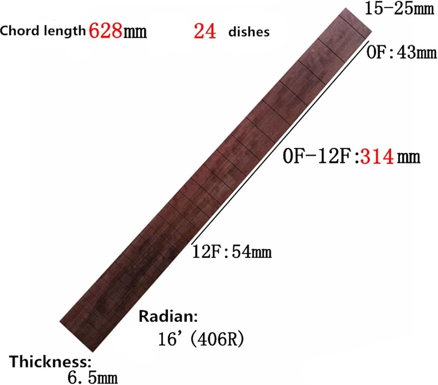 ZUZU Guitar Fingerboard Folk Acoustic Guitar Classical Full Single Guitar Making Material Accessories Unfinished Guitar Neck (Color : 9)