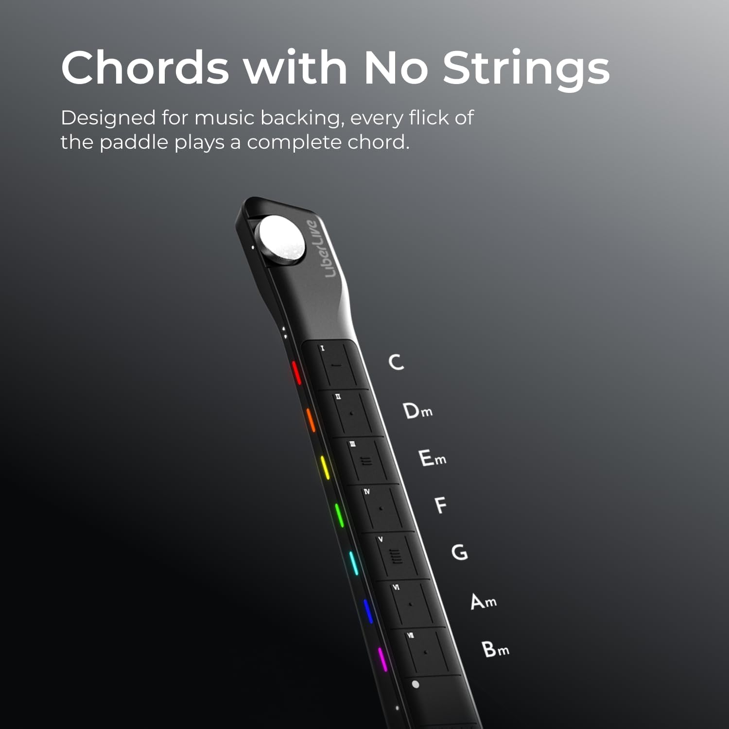 C1 Stringless Smart Guitar, Foldable Travel Backing Guitarra, Chord Generator, App Interactive Chord Sheets, Built-in Drum Machine & Bassline for One-Man Band, For Adults & Teens (White)