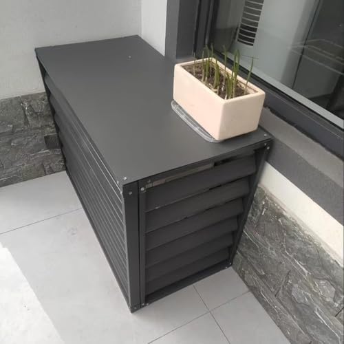 Air Conditioner Covers Flower Rack For Outside Units, Aluminum Detachable Outer Frame Protective Cover, Louvered Plant Shelf Balcony Garden Rust Proof AC Cove(Cream,110*80*60cm)