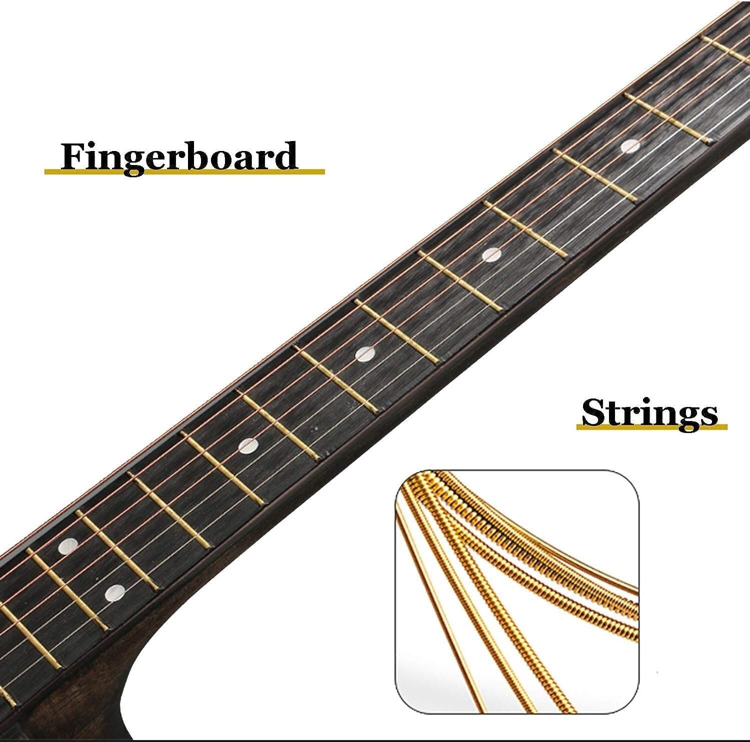 38 inch Classical Guitar Starter Kit with Bag Pick Steel String Veneer Acoustic Guitar Complete Accessories, for Kids(Size:38 inches)(Purple)