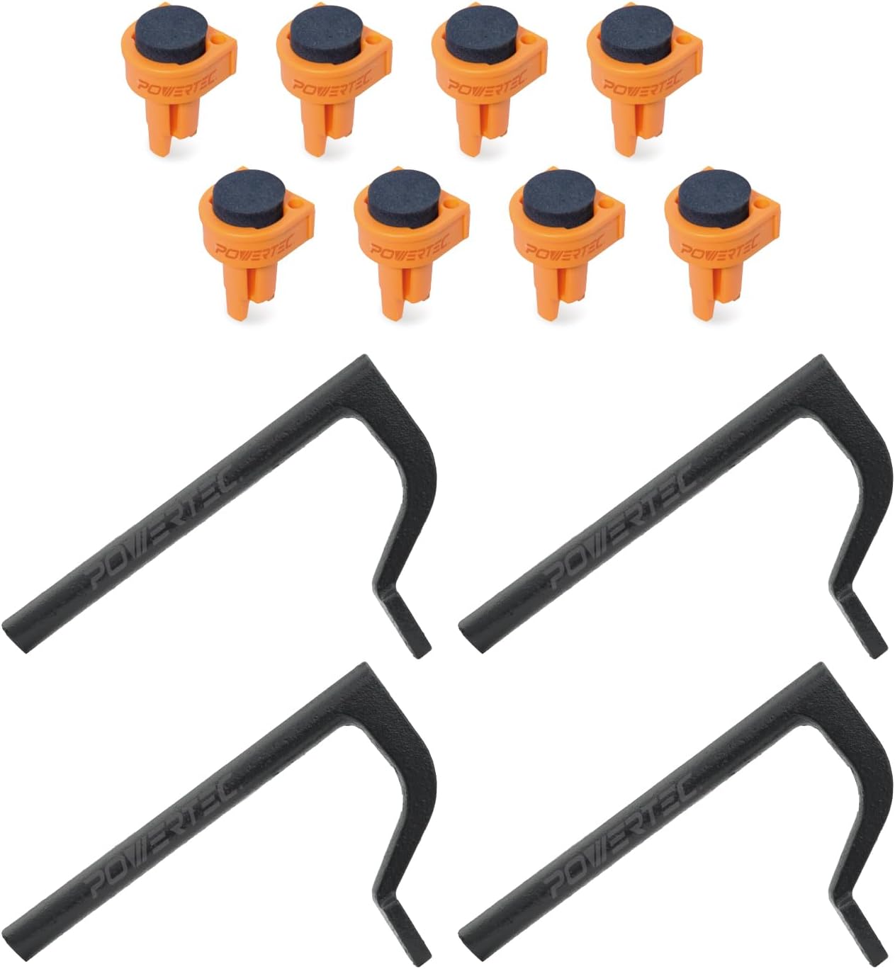 POWERTEC 4PCs Bench Dog Clamp & 8PCs Bench Dogs for 3/4