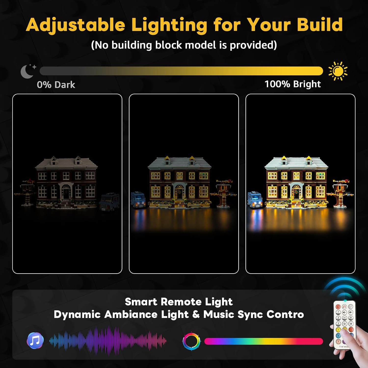 Kyglaring LED Light Kit Compatible with Lego Home Alone 21330 Building Blocks, Upgraded Original Movie Sound & Christmas Window Lights & Remote Control (Lights Only, No Model Set) Ultimate Edition