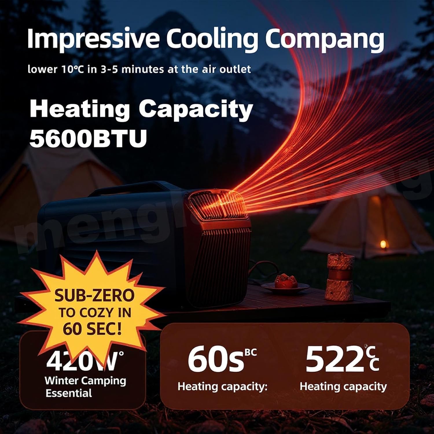 Portable Air Conditioner-Cooling&Heating(5400btu/5600btu),Mini Air Conditioner with Remote Control,4 Modes,Applicable Area 8-10㎡,for Camping Outdoor&Indoor,Rv,Truck,Van and Car,Green