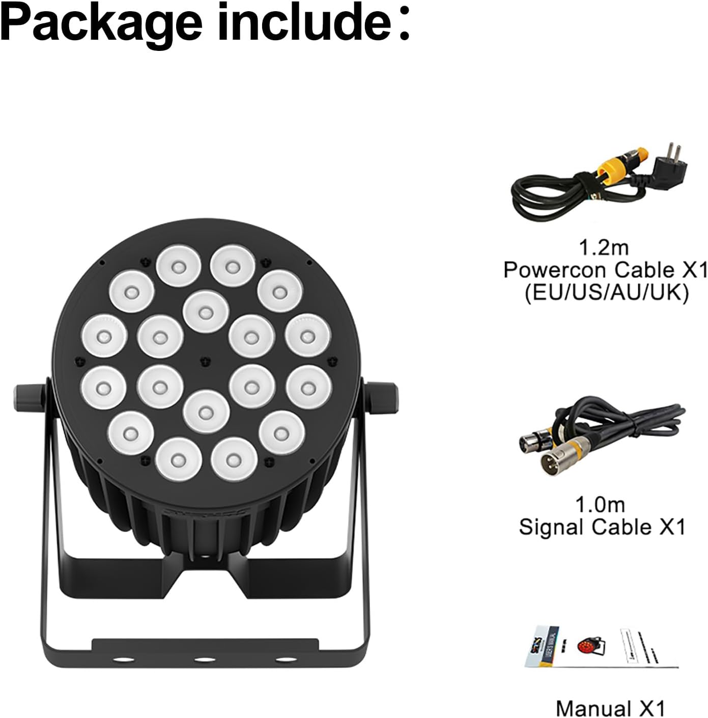 SHEHDS 18x18W LED PAR Lights, RGBWA+UV 6-in-1, Color Wash/Strobe, Stage Strobe Light, DJ Light, DMX512, Sound Active, Aluminum Shell, for Stage, Disco, Club, Party, Wedding, Bar