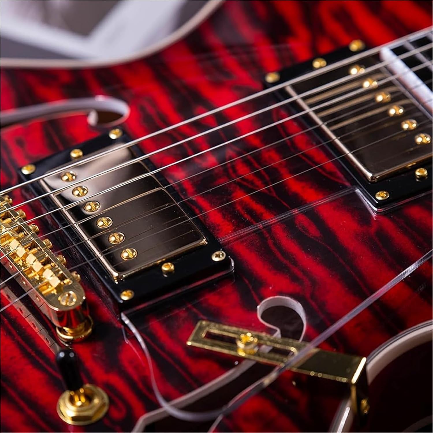 Beginner Electric Guitar Kits Semi Hollow Body Electric Guitar Coils Splitting With Gigbag Vintage Sunburst(Red)