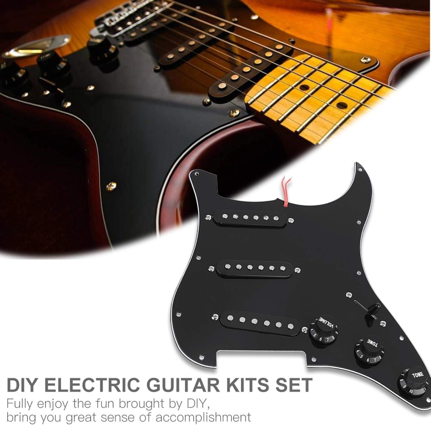 DIY Electric Guitar Kits, Pickguard Back Cover Bridge System Mounting Kits for ST Style Guitars, Electric Guitar Replacement Guitar Hardware, FEBTzo8h60cx1v