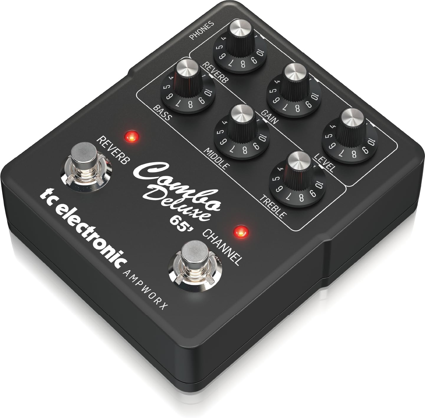 TC Electronic COMBO DELUXE 65' PREAMP Guitar Pedal | Twin-Channel Preamp with Independent Channel Controls, Built-in Spring Reverb & Dedicated Outputs for DI and Headphones
