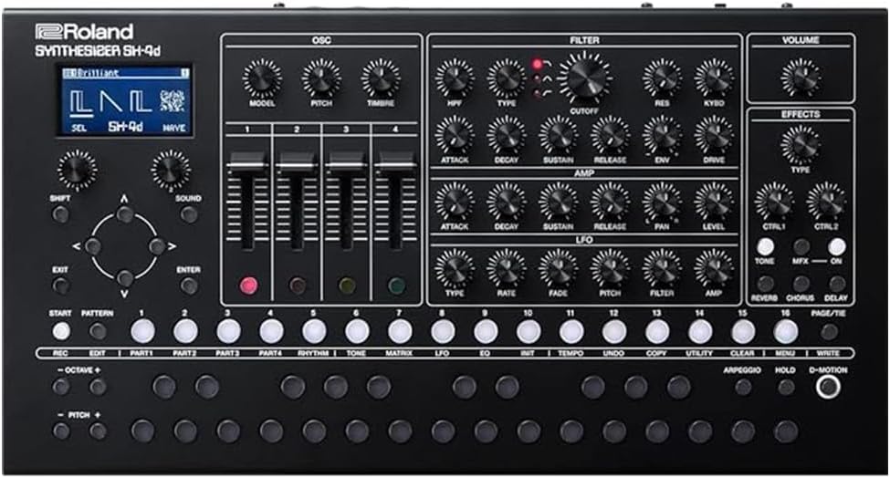 Roland SH-4D Desktop Synthesizer Bundle w/Roland RMIDI-B10 Black Series MIDI Cable and Liquid Audio Polishing Cloth