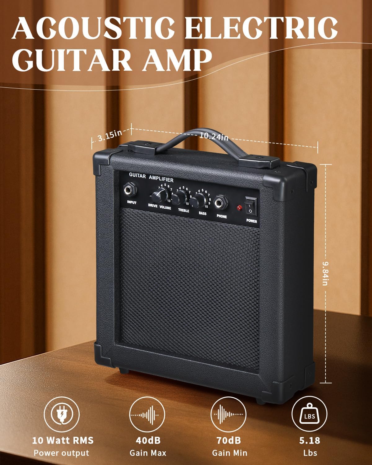 Ktaxon 41 Inch Cutaway Acoustic Electric Guitar, Full Size Walnut Wood Body Beginner Guitars Kit with 15W Amp, Extra Strings & Capo Includes All Accessories (Brown)