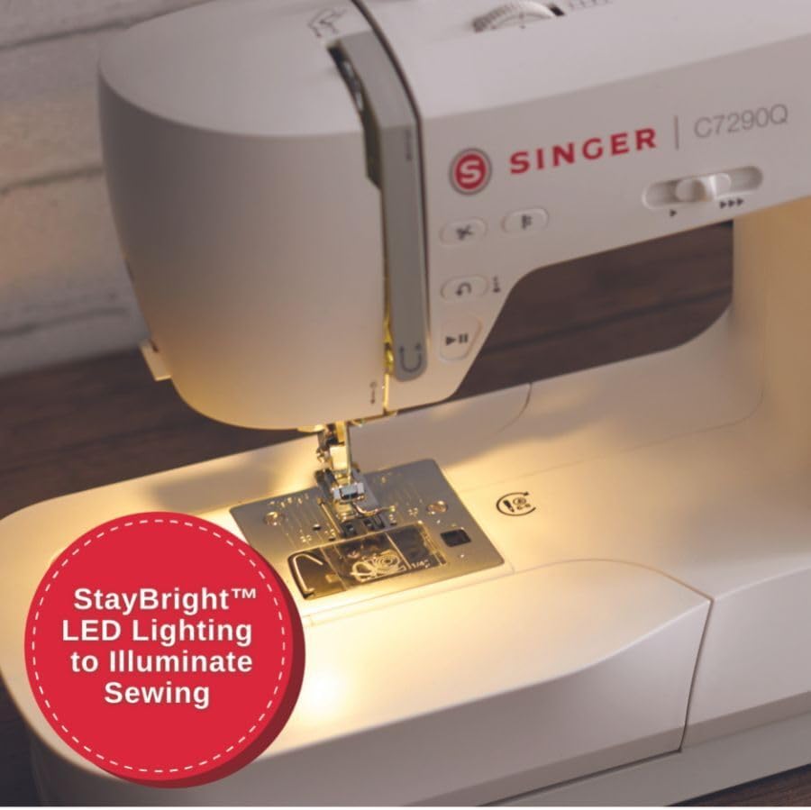 SINGER C7290Q Computerized Sewing & Quilting Machine with Extension Table, 12 Presser Feet & Accessories|417 Stitch Applications, 1-step Buttonhole Styles, Alphabet, LCD & Built-in Needle Threader