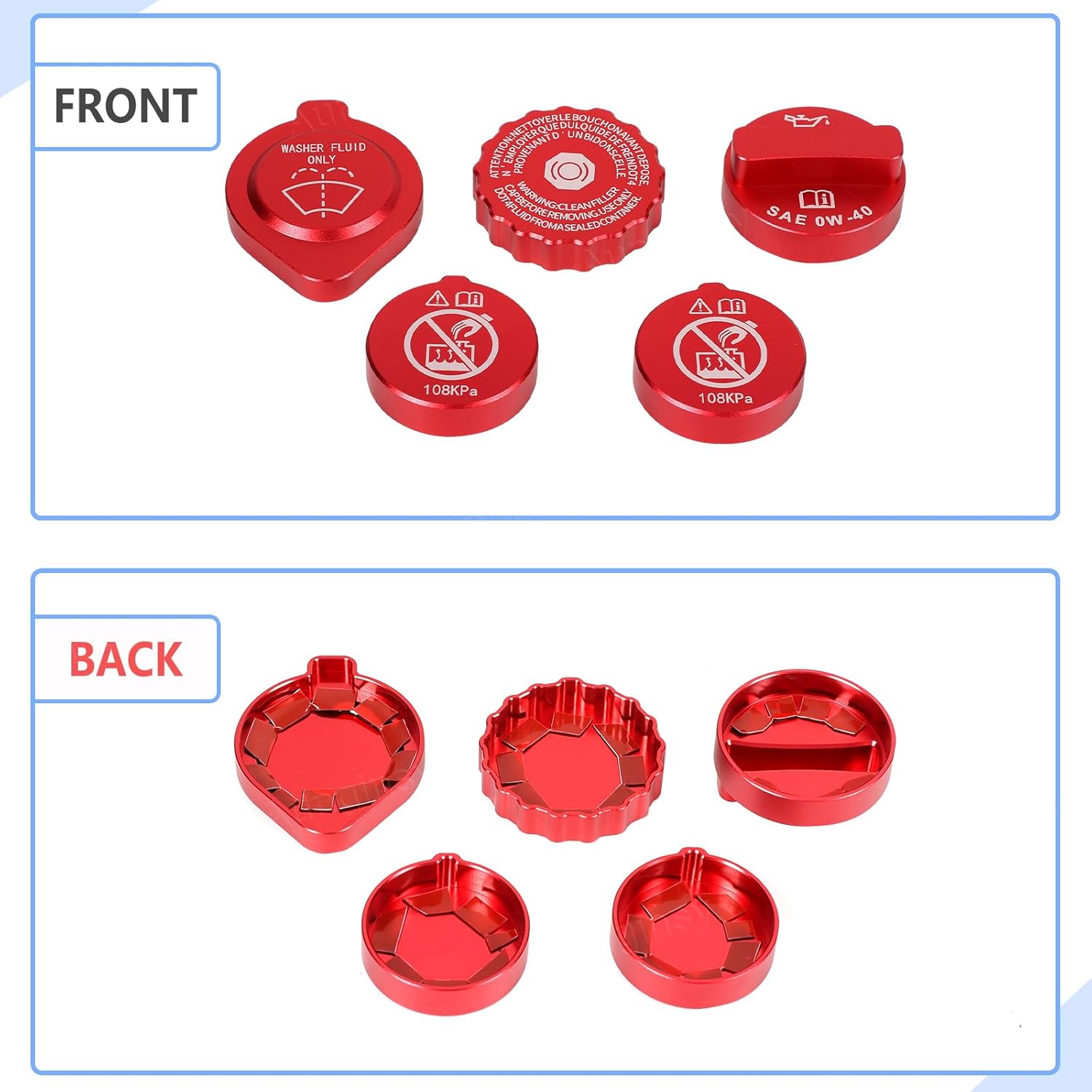Car Engine Oil Filler Caps Set Compatible with Toyota Tundra 2022+ & Tacoma 2024+ Engine Oil Cap Brake Fluid Cap Wiper Washer Cap Radiator Cap Cover Windshield Wiper Switch Cover Trim Kit Accessories