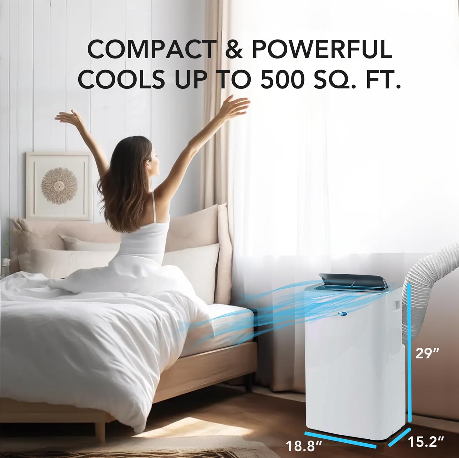 Whynter Portable Air Conditioner 13,500 BTU Portable Heater with Dehumidifier, Cooling Fan & Smart Wi-Fi for 500 Sq Ft Rooms, Includes AC Unit Window Kit, ARC-1050XPH (10,000 BTU SACC), White