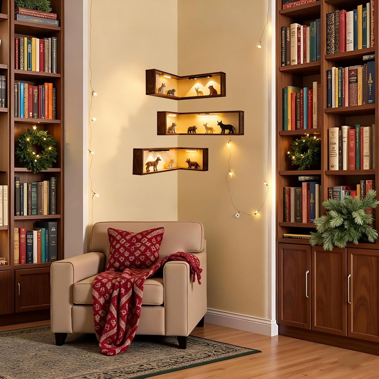 Corner Shelf Wall Mounted, That Light up Your Space, Smart Shelves with Light not Included for Figurines and Collectibles