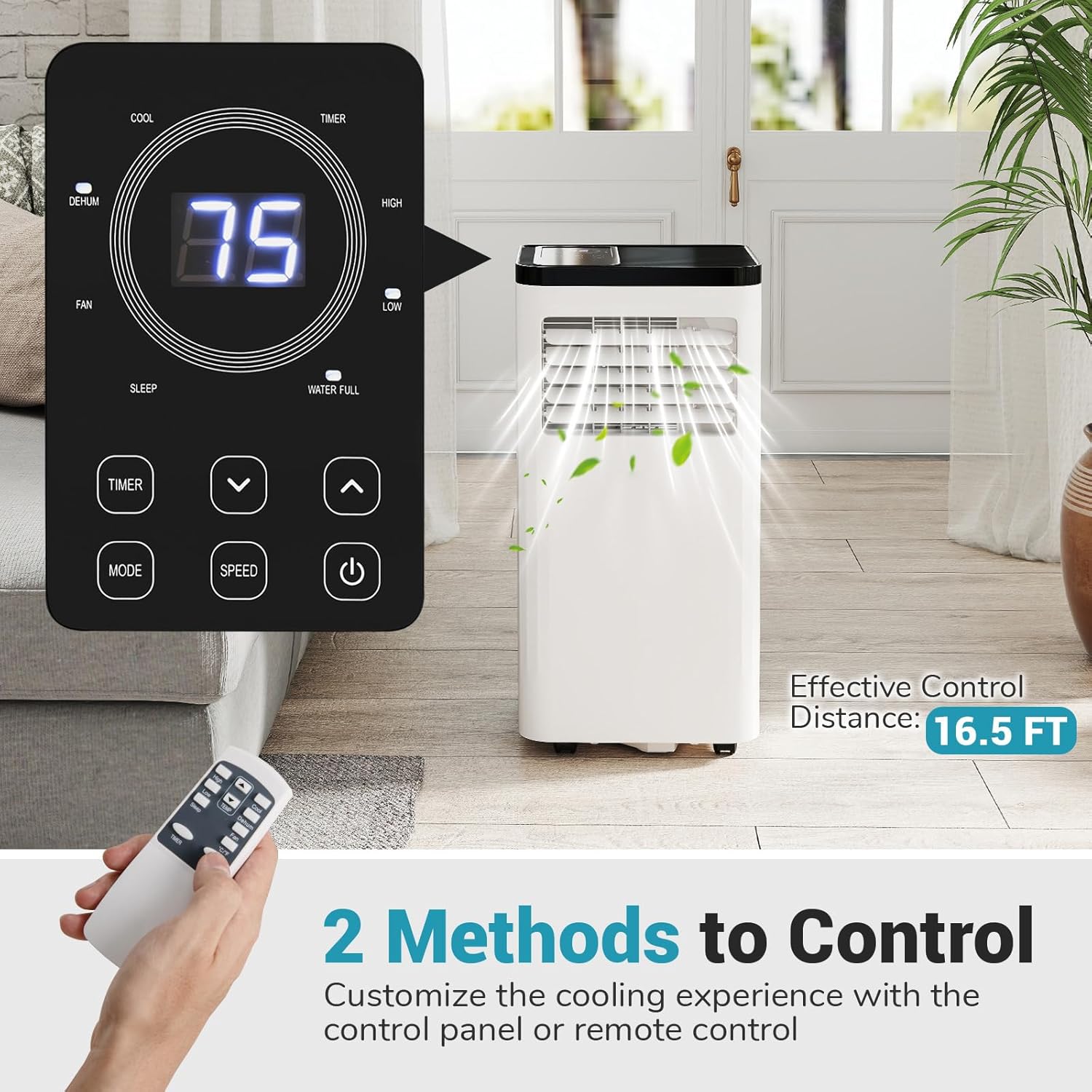 DORTALA Portable Air Conditioner 8000 BTU, 3-in-1 AC Unit with Remote Control, Dehumidifier, 24H Timer, Window Kit, Stand Up AC for 350 Sq.FT Bedroom, Dorm