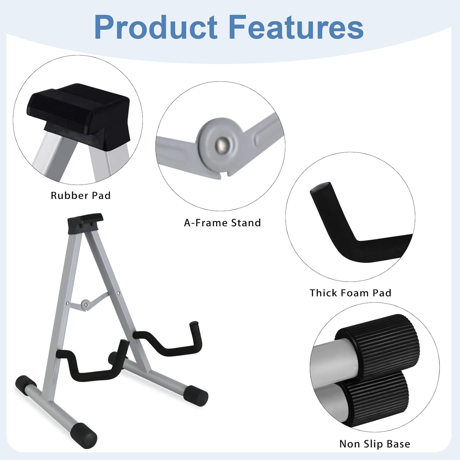 EASTROCK 39 inch Full-Size Electric Guitar Kit Guitar Stand Professional Portable，Gray