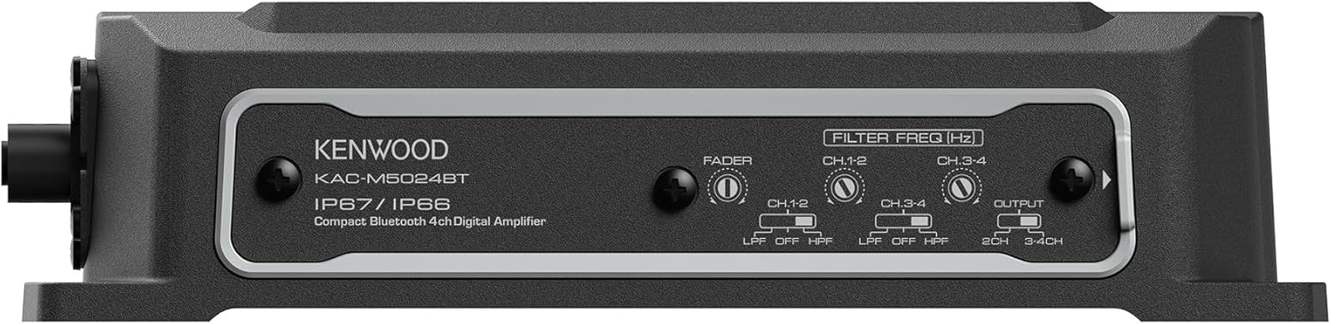 KENWOOD KAC-M5024BT Compact 4-Channel 600 Watt Car Amplifier with Bluetooth Streaming. Built for Marine, ATV and Powersport Applications. Waterproof, Dustproof, Rust Proof and Vibration Proof