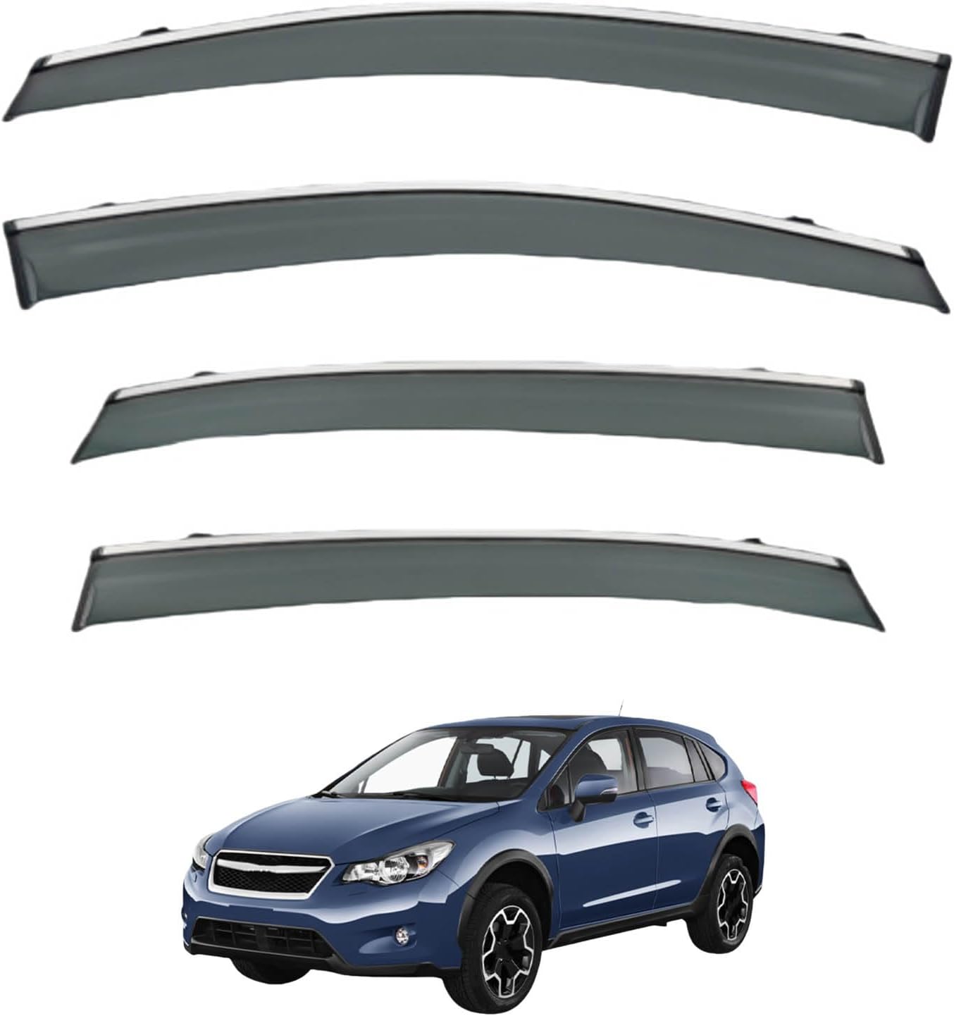 Window Deflectors for Subaru XV MK1-GP 2012-2017, Sun Rain Guard Window Visors Vent Shades with Bright Stripes Car Accessories