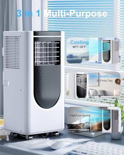 8,000 BTU Portable Air Conditioners, 4 Modes Portable AC Unit with Fast Cooling/Energy Efficient/Remote/24Hrs Timer for Bedroom/Dorms/Indoor Rooms, White