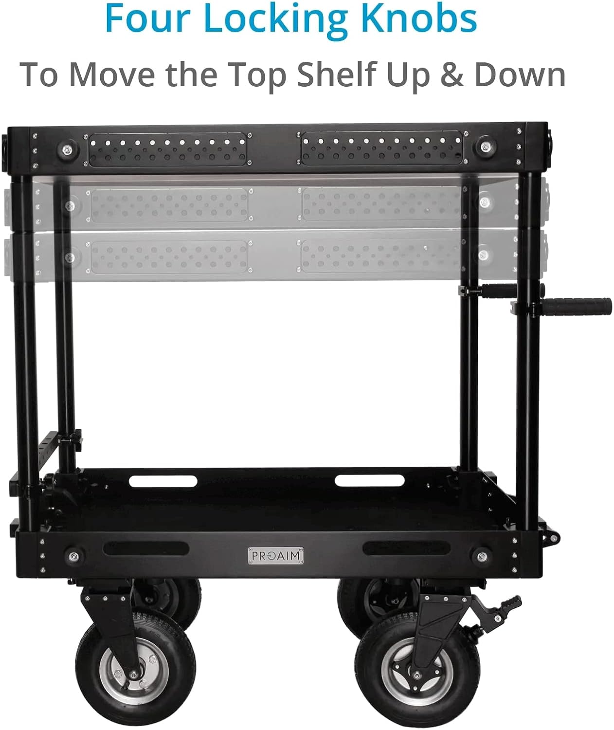 PROAIM 42” Victor V1.1 Video Production Camera Cart. Adjustable Top Shelf & Accessory Bar, Foldable. for Film/Studio/Stage/Lighting Storage Cart. Payload up to 200kg/440.9lb. (VCTR-V1-42)