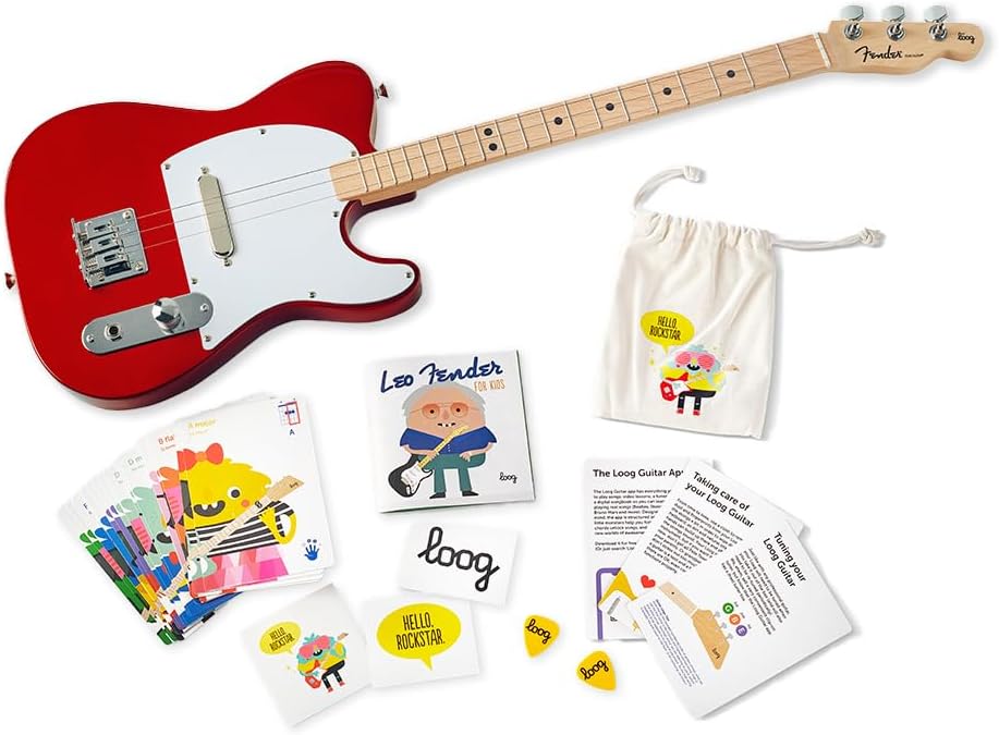 Fender x Loog Telecaster kids electric guitar 3 strings beginner set (Candy Apple Red)