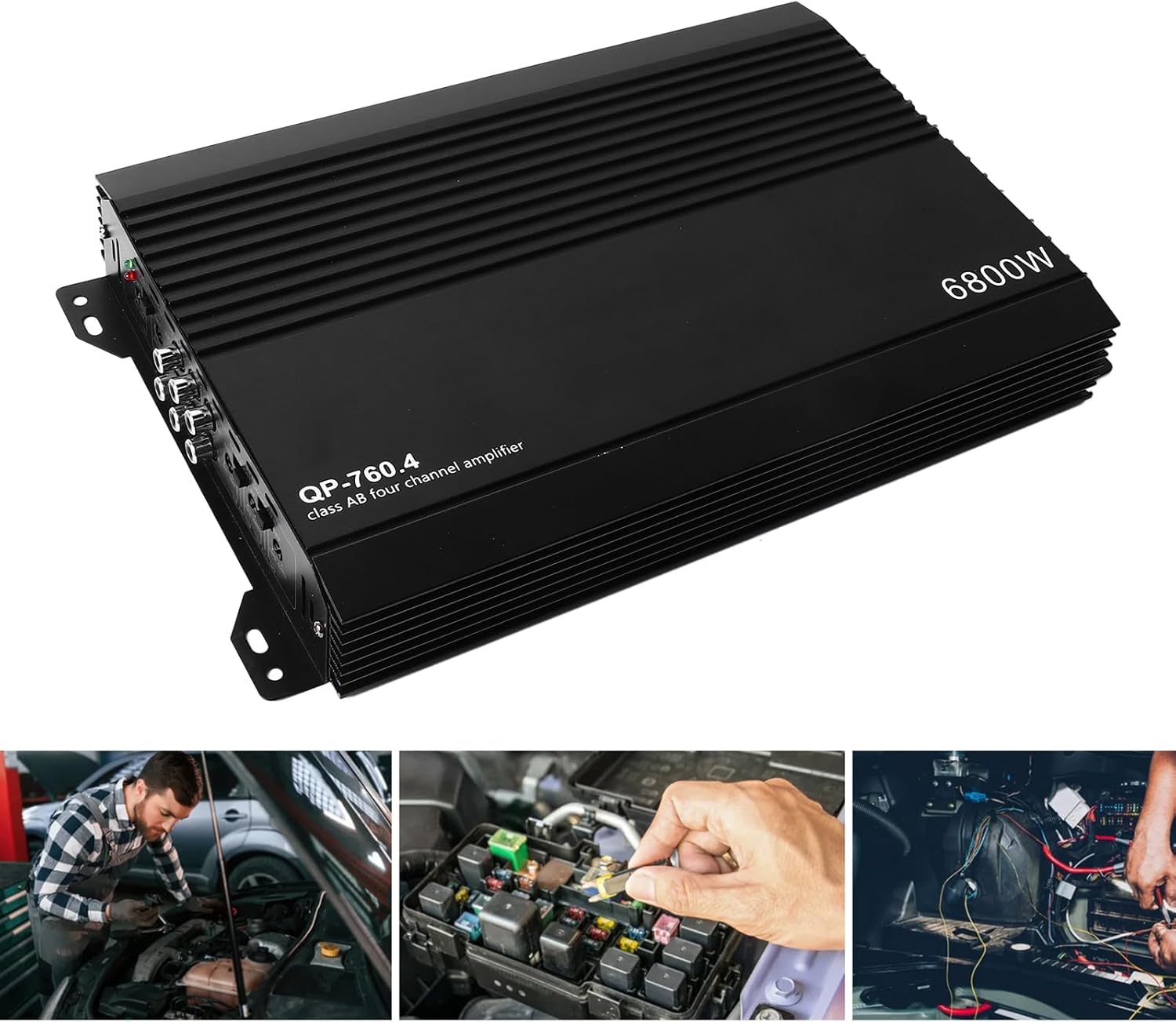 Keenso Car Amplifier,Aluminum Alloy 4 Channel Car Audio Amplifier for Car Speakers