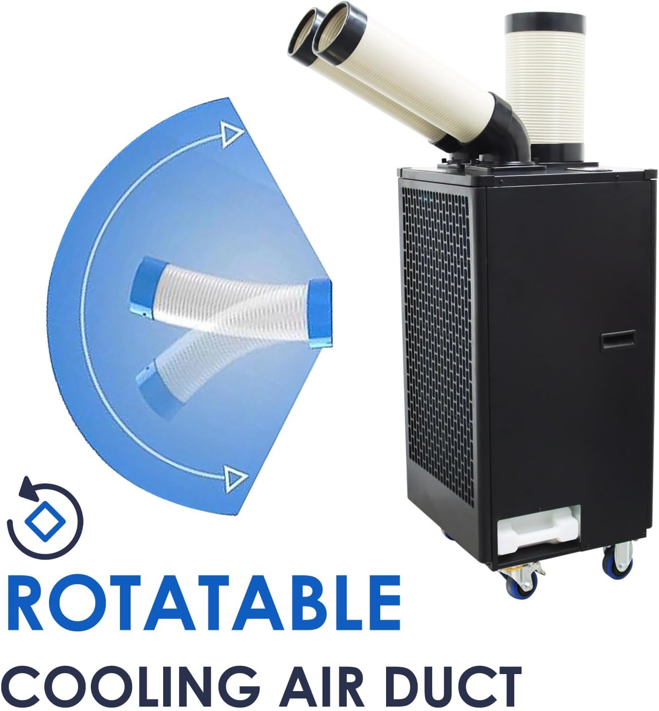 12,000 BTU Mobile Spot Cooler Double Columns Industrial Air Conditioners 550m³/h Portable Cooling Aircon for Outdoor/Indoor 220V 1100W