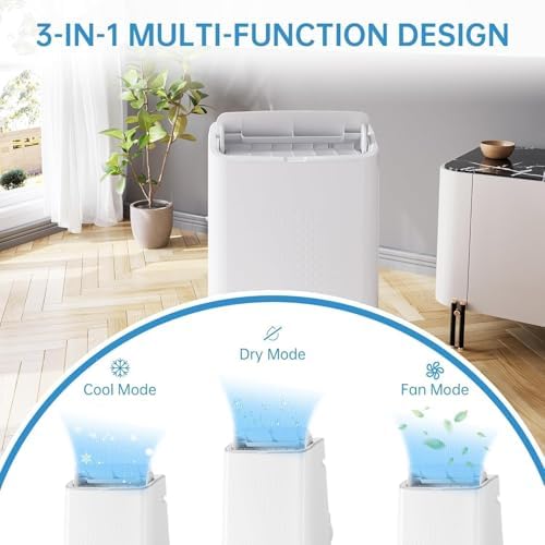 14,000 BTU Portable Air Conditioner for 750 Sq.Ft - Drainage-Free 3 in-1 w/Cool, Dehumidifier & Fan, 50dB Quiet & No Tools Window Kit for Bedroom/Apartment/Office