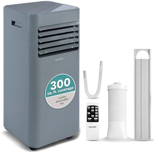 SereneLife Portable AC 8000 BTU, 3-in-1 Cooling, Dehumidifier And Fan Modes, Compact Standing Air Conditioner, Energy Efficient 300 Sq. Ft. Climate Control, Universal Castors And Window Mount Kit