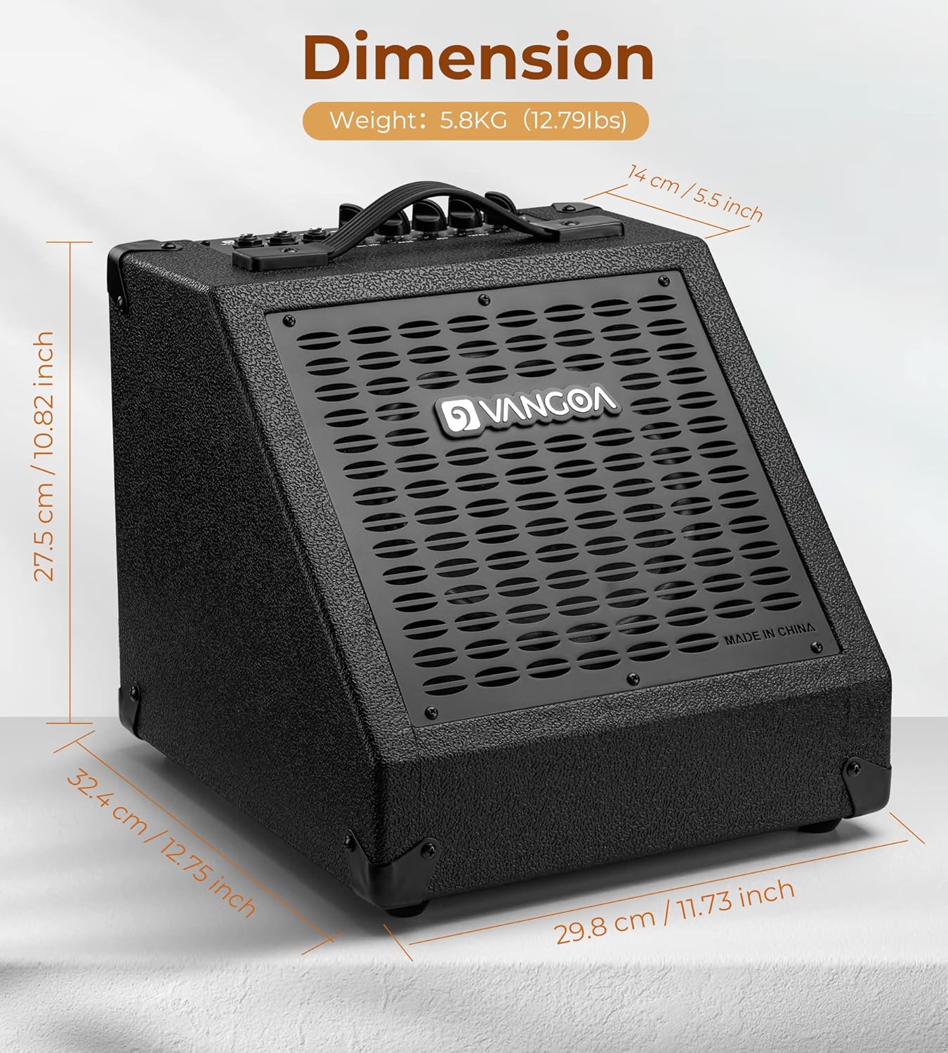 Vangoa Electric Drum Amp 40W Professional Amplifier Speaker, 3 Inputs 3 Band EQ Wireless Electronic Drum Monitor, Keyboard Speaker Includes Power Cable, Black