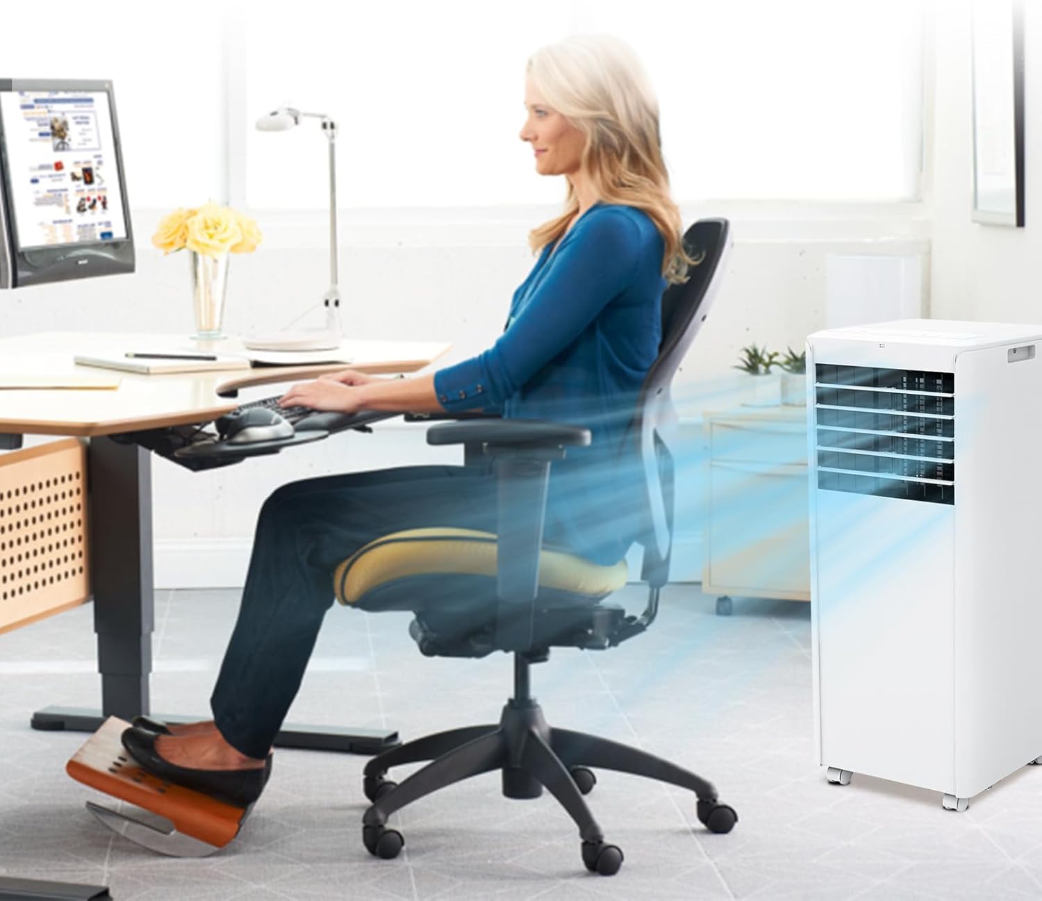 8000 BTU Air Conditioner for Rooms up to 450 sq.ft, 3-in-1 Floor AC Unit, Cool, Dehumidifier and Fan, Portable Air Conditioner with Remote Control, LED Display and Window Kit, White