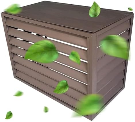 Outdoor Air Conditioner Cover For Outside Units, Window Aluminum Privacy Fence Panels, Trash Can Enclosure Flower Stand Decorative Air Conditioning Cover For Patio Lawn ( Color : Brown , Size : 2 3P