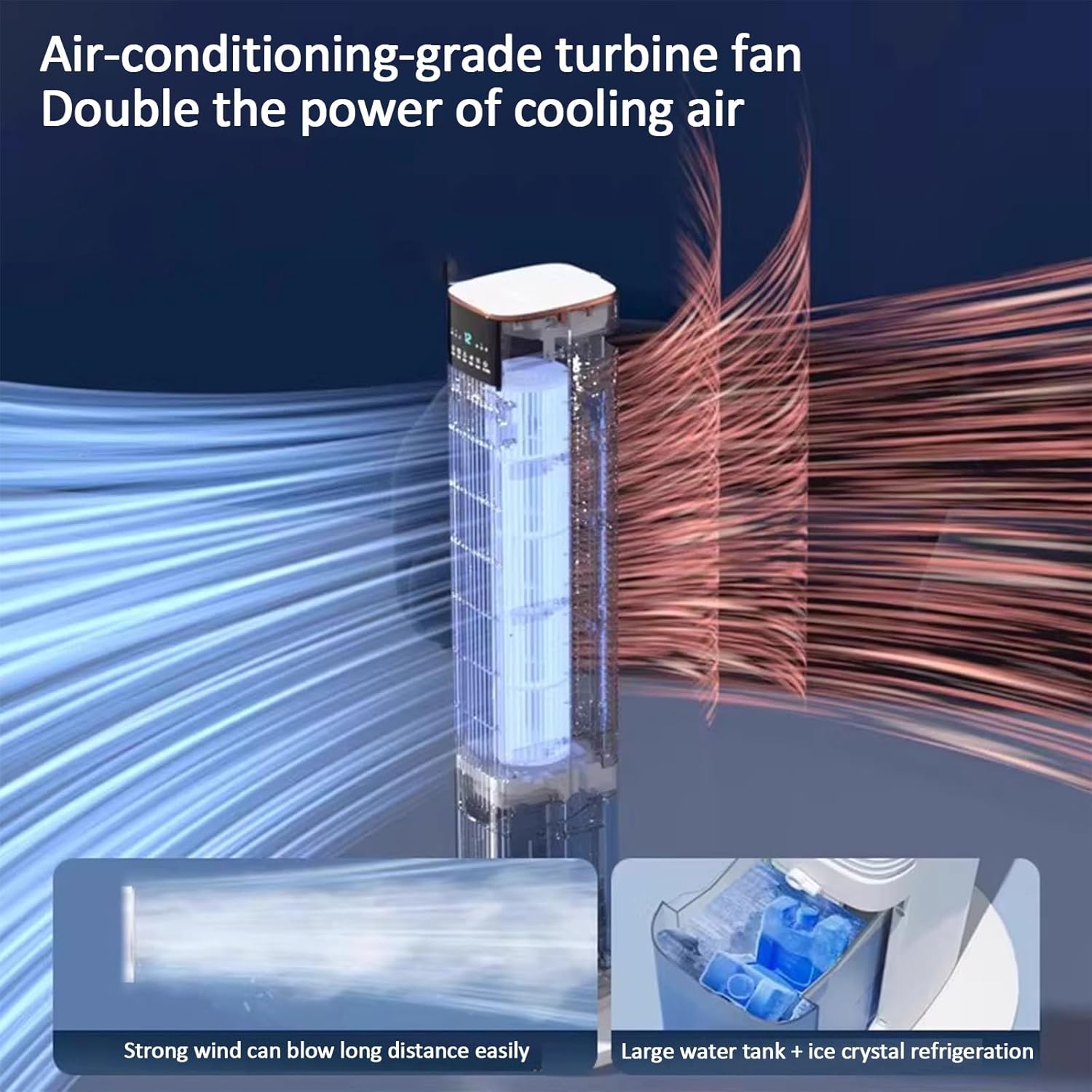 Windowless Portable Air Conditioners, Evaporative Air Cooler, Cooling Fans for Bedroom, 100° Oscillation 3 Speed 4 Modes, for Home Bedroom Office