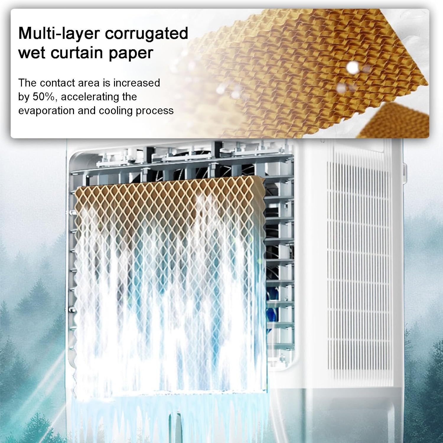 Evaporative Cooler, Knob Type Swamp Cooler, Portable Air Conditioners with 4 Ice Crystals, 3 Speed, 120° Oscillation for Room, Patio, Garage(78cm/31in)