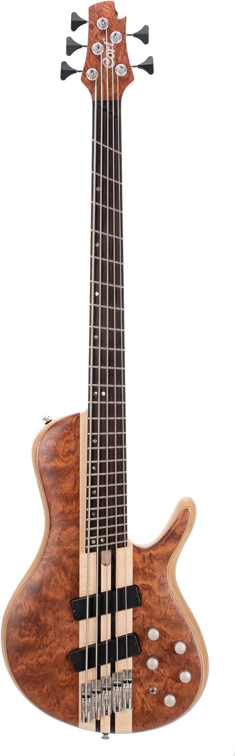 Cort A5BEYONDOPBN Artisan Series A5 Beyond 5 String Bass Guitar, Open Pore Bubinga Natural