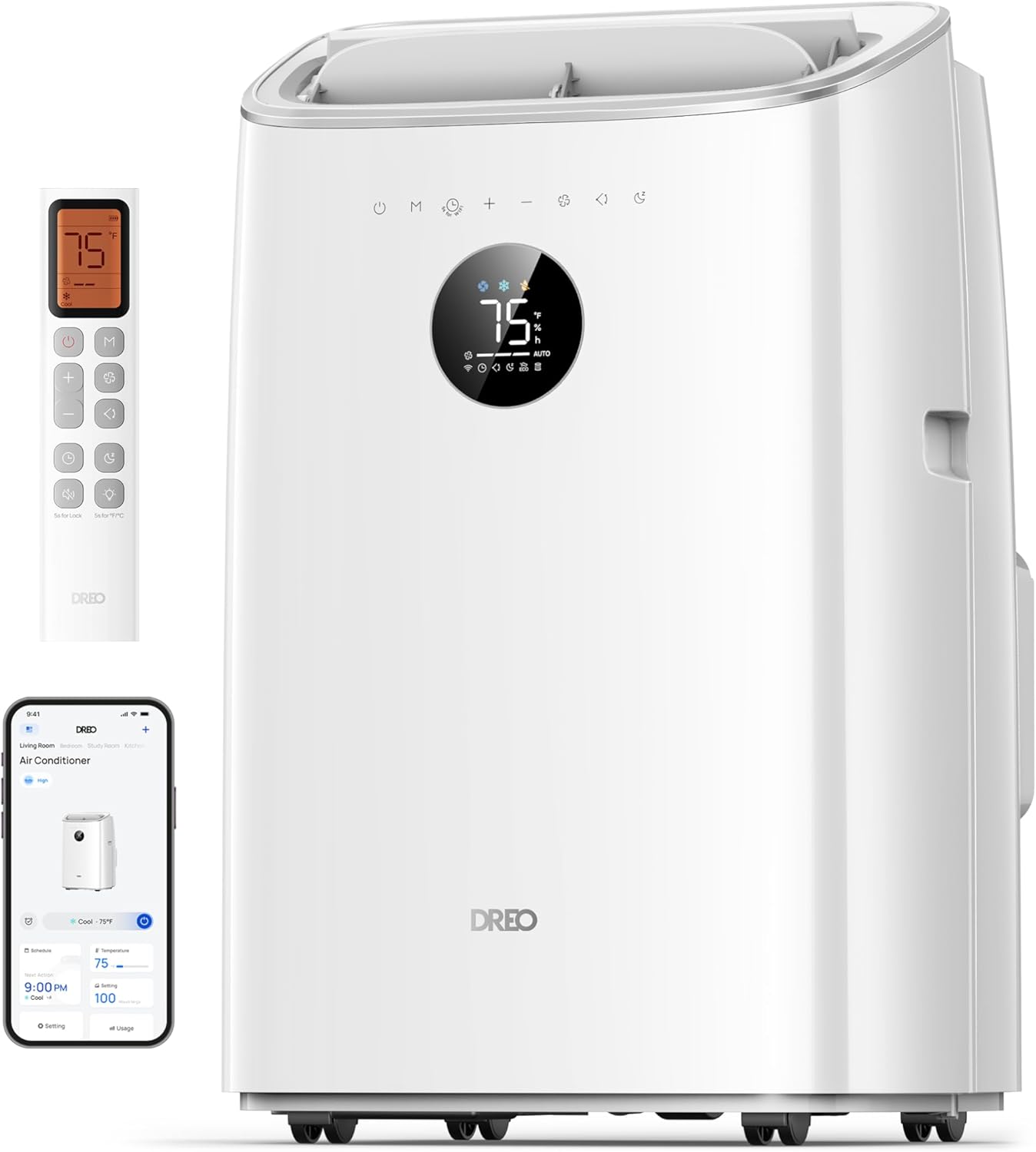 Dreo Portable Air Conditioners, 10,000 BTU Air Conditioner for Bedroom with Drainage-free Cooling, 45dB Quiet, APP/Voice/Remote, 24h Timer with Fan & Dehumidifier, Smart AC Unit for Room Indoors