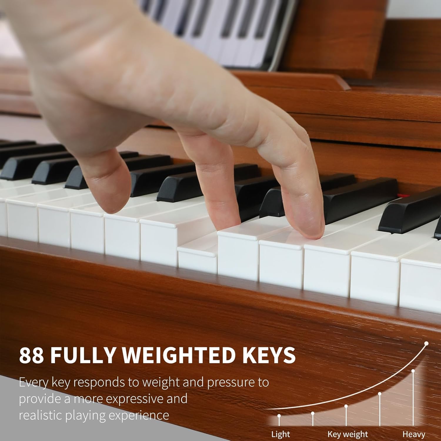 AiJoy 88-Key Digital Piano, Hammer-Action Weighted Keyboard with Triple Pedals, 20W Stereo Speakers, USB-MlDl & Dual Headphone Jacks, Full-Size Electric Piano for Beginners & Home, ADP-100