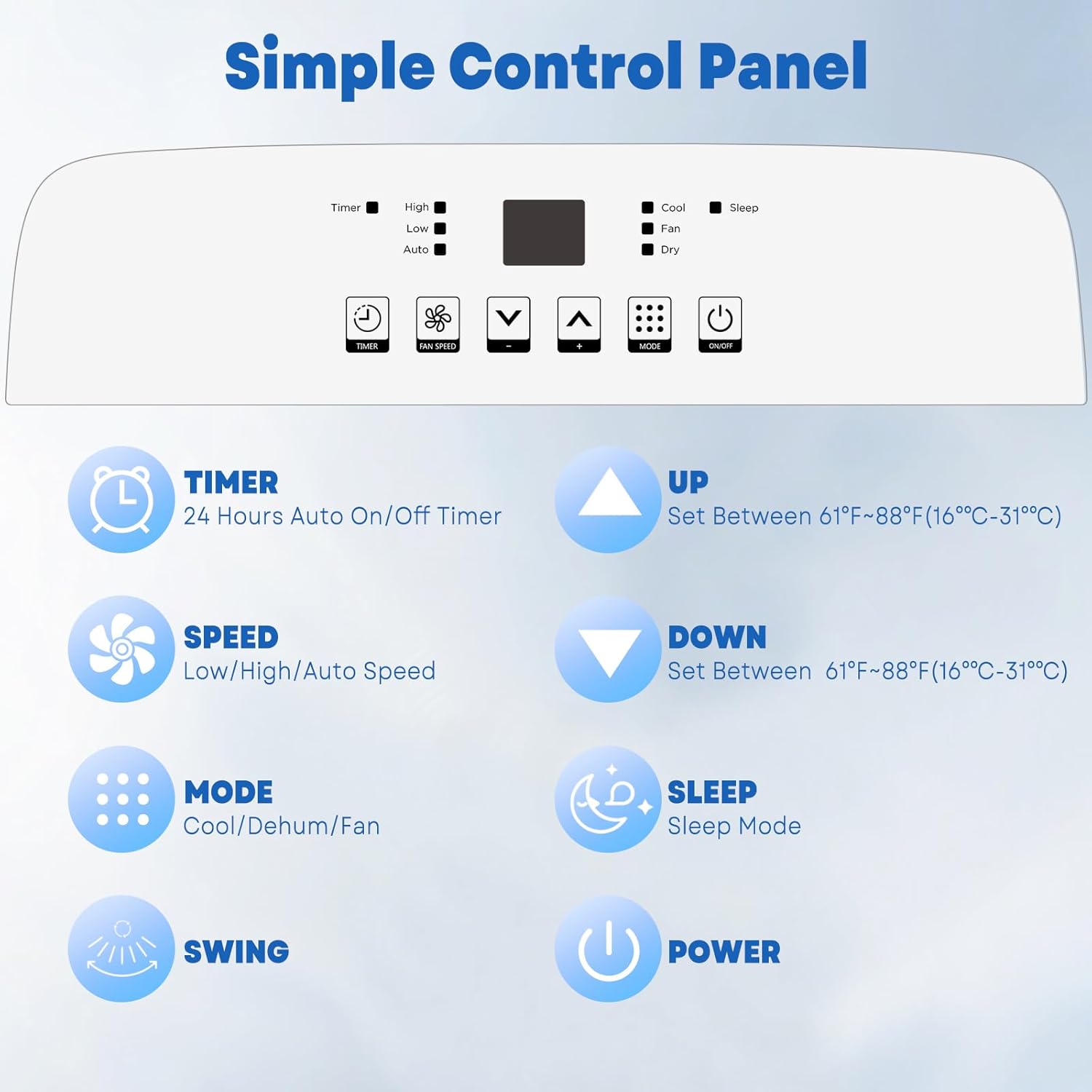 10000 BTU Portable Air Conditioners with Remote Control, 4-In-1 Cooling AC Unit for Room Up to 450 Sq.Ft, 3 Wind Speeds, 24H Timer, Auto Swing, Easy Install for Bedroom, Dorm, Office