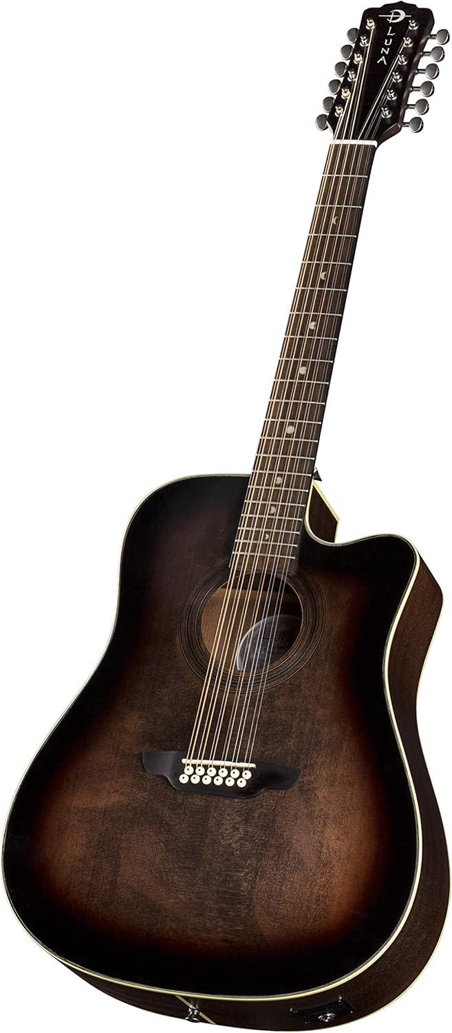 Luna Guitars Art Vintage Dread Solid Top 12 String A/E Guitar, ART V DCE 12
