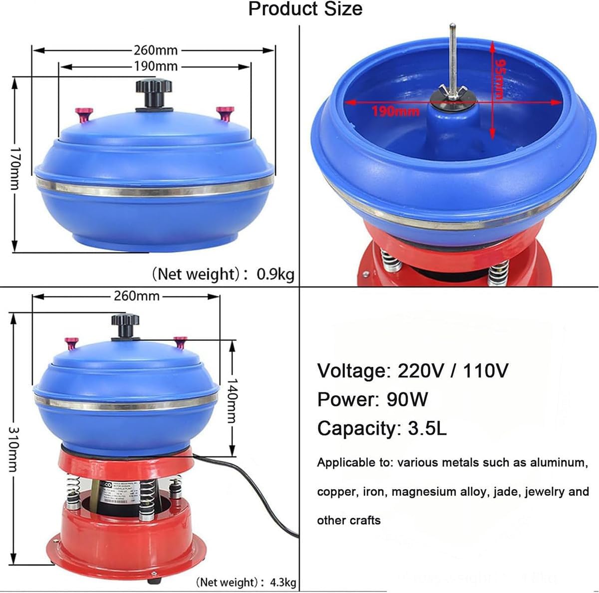Rock Polisher Small Vibration Polishing Machine, Vibration Grinder, Metal Deburring Machine gem Faceting Machine for Jewelry, Agate, Jade