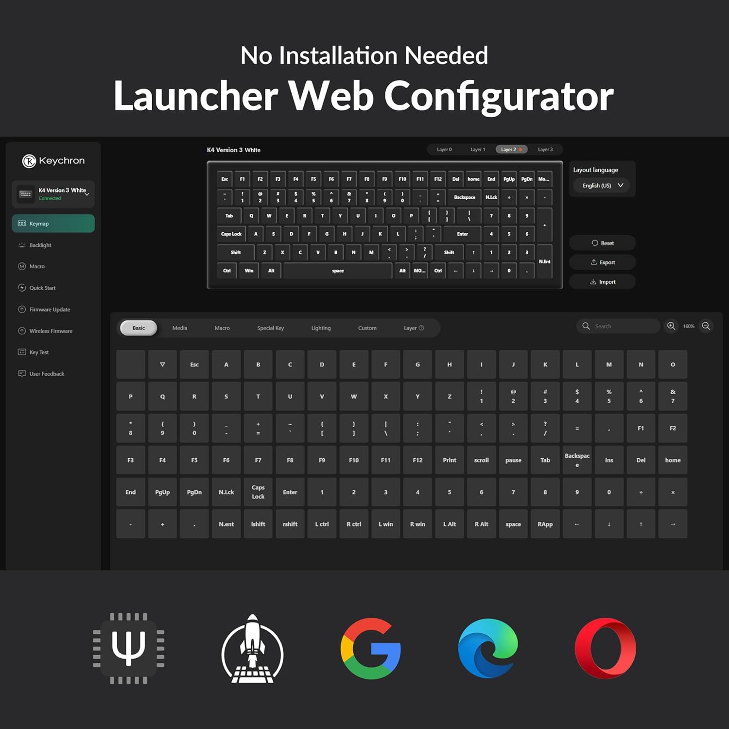 Keychron K4 96% Layout QMK Wireless and Wired Options Mechanical Keyboard Super Brown Switch, Paired with Shine-Through Double-Shot PBT Keycaps for Mac Windows-Version 3