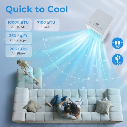 ARLIME Portable Air Conditioner 10000 BTU, 3-in-1 AC Unit w/Dehumidifier, Cool, Fan, 350 Sq.FT Cooling Area, Air Cooler with LED Display & Remote Control, Sleep Mode & 24H Timer, Window Kit Included