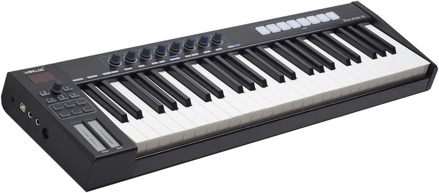 Keyboard Piano 49 Portable USB MIDI Controller Keyboard 49 Semi-Weighted Keys 8 RGB Backlit Trigger Pads