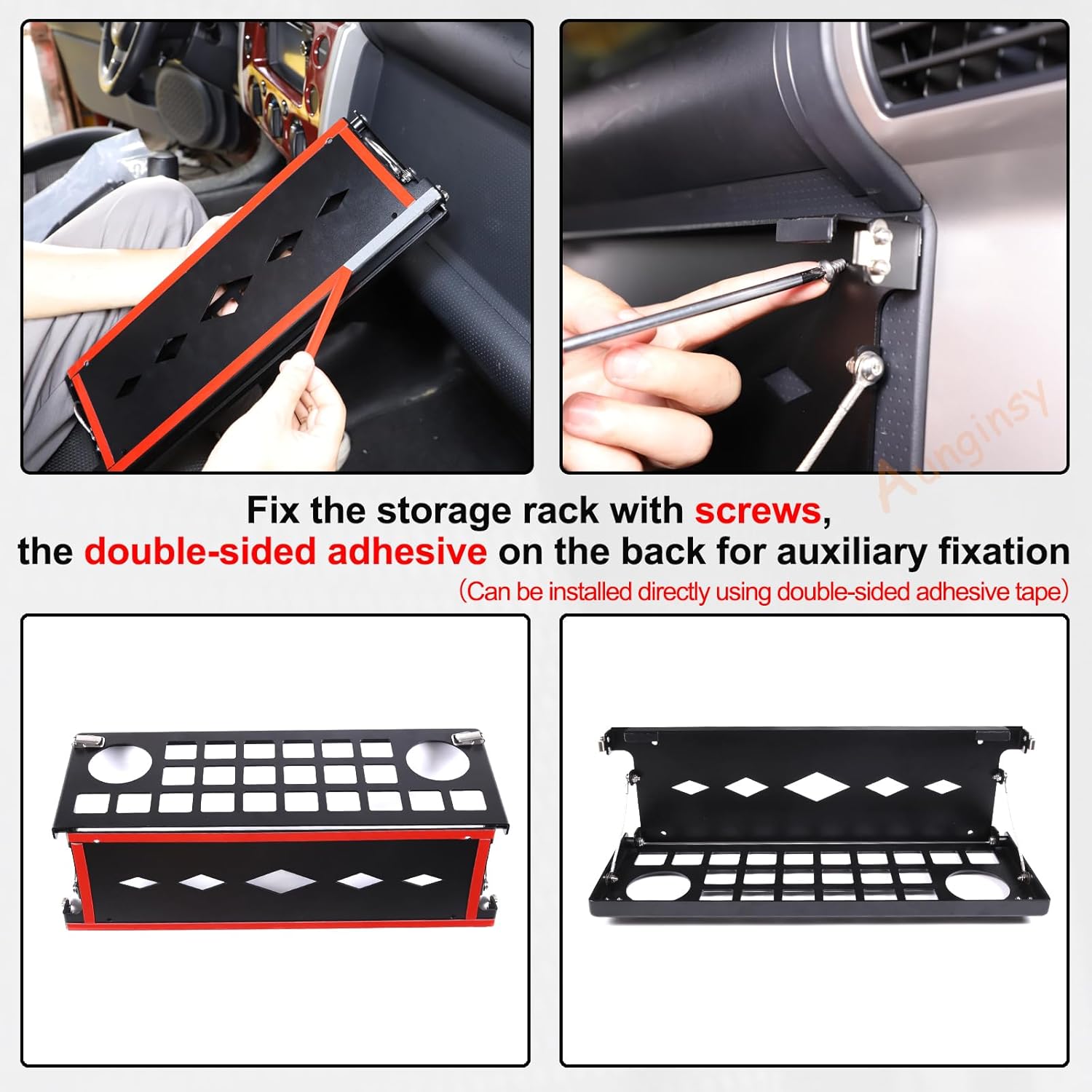 Car Passenger Foldable Storage Tray Organizer Fit Toyot@a FJ Cruiser 2007-2024 Aluminum Car Center Console Co-Pilot Multifunctional Storage Organizer Tray Rack Mount Bracket Expansion Accessories